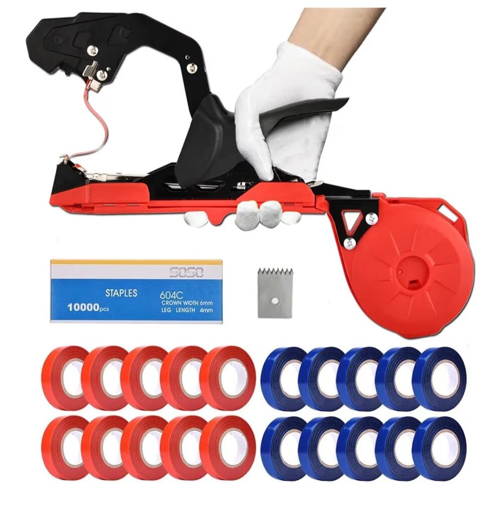 SUCA Plant Tying Machine Tapener Tool w/ 20 Tapes & Staples Vine Tomato Tie